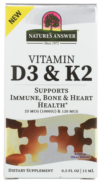 NATURES ANSWER: Vitamin D3 & K2 Drop, 0.5 oz