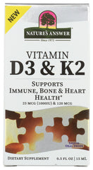 NATURES ANSWER: Vitamin D3 & K2 Drop, 0.5 oz