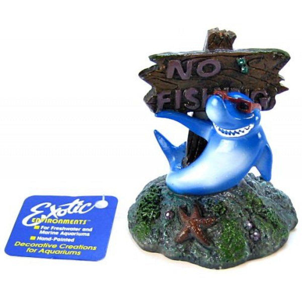 Blue Ribbon Cool Shark No Fishing Sign Ornament