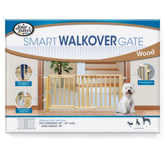 Four Paws Walk Over Wood Safety Gate with Door