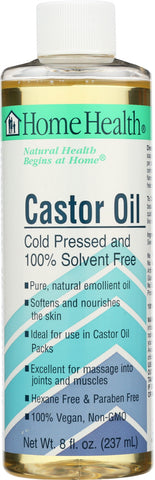 HOME HEALTH: Castor Oil Cold Pressed & Cold Processed, 8 Oz