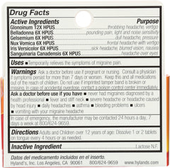 HYLAND'S: 100% Natural Homeopathic Migraine Headache Relief, 60 tablets