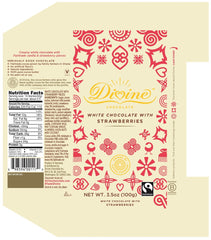 DIVINE CHOCOLATE: White Chocolate Bar with Strawberries, 3.5 oz