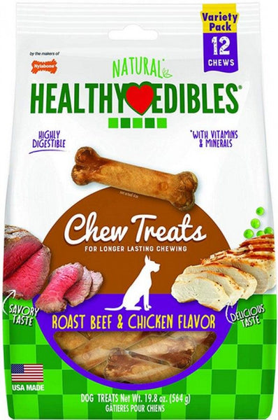 Nylabone Natural Healthy Edibles Variety Pack - Roast Beef & Chicken