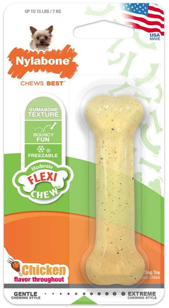 Nylabone Flexi Chew Dog Bone - Chicken Flavor