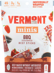 VERMONT SMOKE: Minis Barbecue Seasoned Beef Sticks, 3 oz