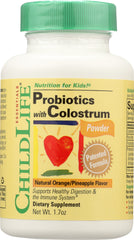 CHILD LIFE: Probiotics with Colostrum Powder Natural/Orange Pineapple Flavor, 1.70 oz