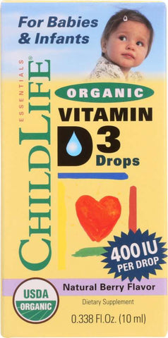 CHILDLIFE: Essentials Organic Vitamin D3 Drops Berry Flavor 400 IU, 0.338 oz