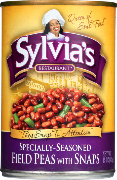 SYLVIAS: Specially Seasoned Field Peas with Snaps, 15 oz