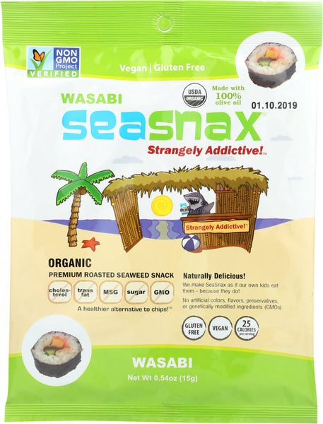 SEA SNAX: Premium Roasted Seaweed Snack Wasabi, 0.54 oz