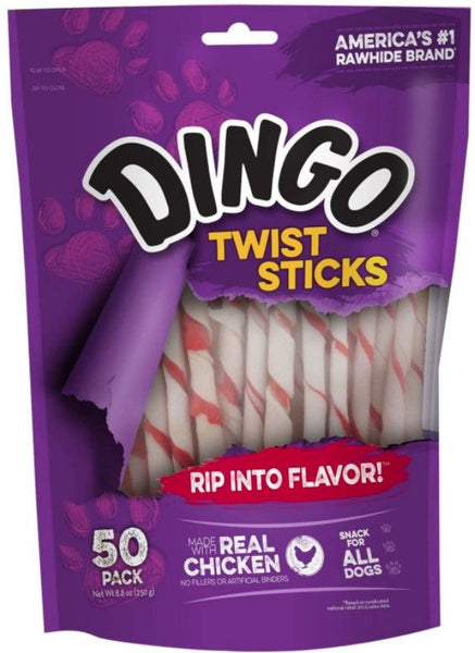 Dingo Twist Sticks Chicken in the Middle Rawhide Chews (No China Sourced Ingredients)