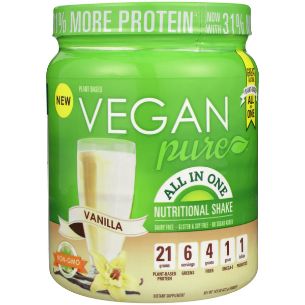 VEGAN PURE: Powder Shake Vanilla, 14.5 oz