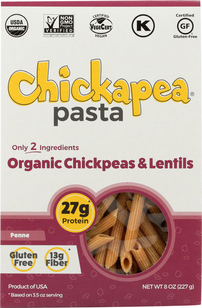 CHICKAPEA: Organic ChickPea and Red Lentil Pasta Penne, 8 oz