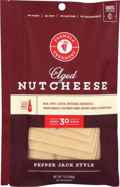 PARMELA CREAMERY: Aged Nutcheese Pepper Jack Style Sliced, 7 oz