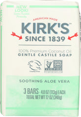 KIRKS: Aloe Vera Castile Bar Soap 3 Pack, 12 oz