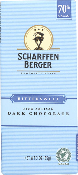 SCHARFFEN BERGER: 70% Cacao Dark Chocolate Bar Bittersweet, 3 oz