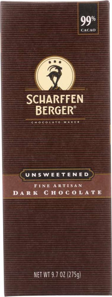 SCHARFFEN BERGER: Unsweetened 99% Cacao Baking Chocolate Bar, 9.75 oz