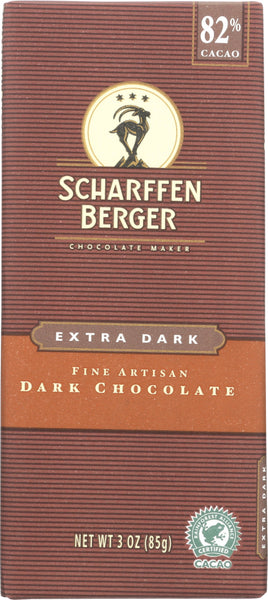 SCHARFFEN BERGER: 82% Cacao Extra Dark Chocolate Bar, 3 oz