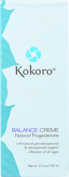 KOKORO: Balance Creme Natural Progesterone, 3.3 oz