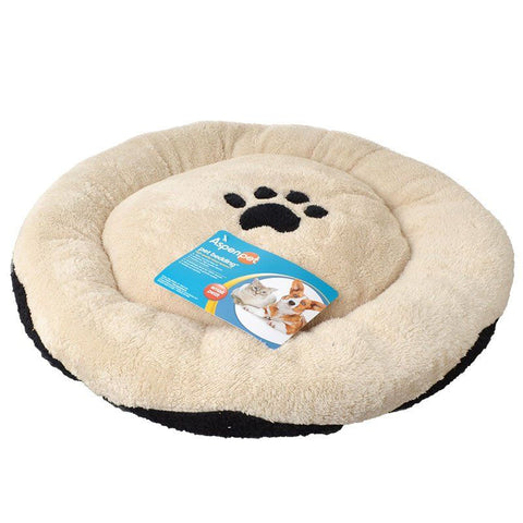 Aspen Pet Round Pet Bed with Paw Applique