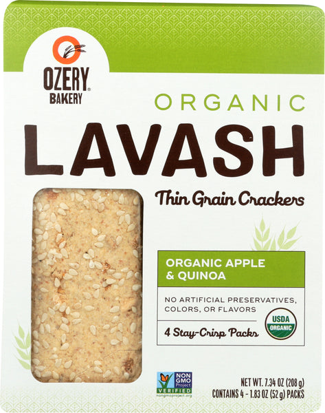 OZERY BAKERY: Lavash Thin Grain Crackers Apple Quinoa Organic, 7.34 oz