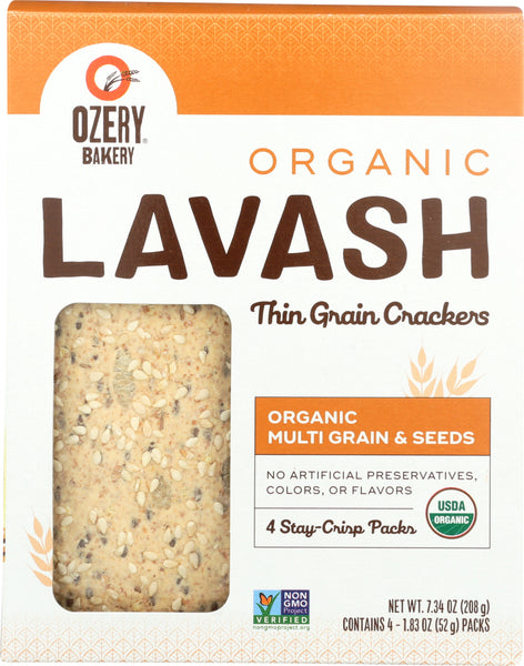 OZERY BAKERY: Cracker Multi Grain Lavash Organic, 7.34 oz