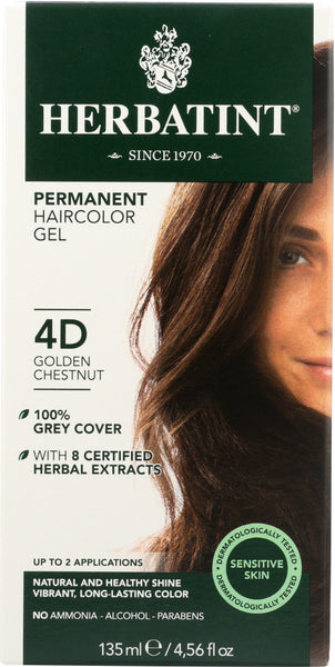 HERBATINT: Permanent Haircolor Gel 4D Golden Chestnut, 4.56 fo