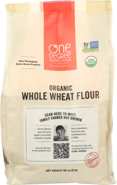 ONE DEGREE: Flour Whole Wheat Organic, 80 oz