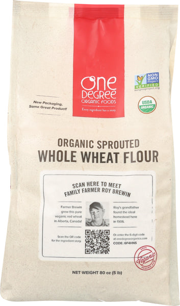 ONE DEGREE: Flour Whole Wheat Sprouted Organic, 80 oz