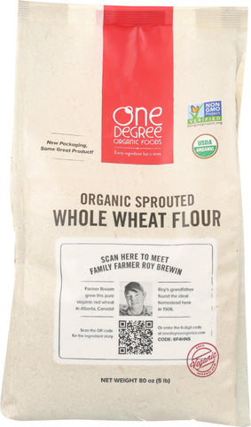 ONE DEGREE: Flour Whole Wheat Sprouted Organic, 80 oz