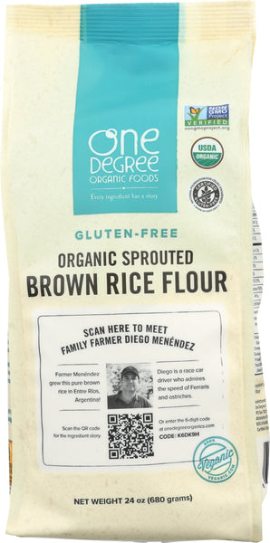 ONE DEGREE: Flour Brown Rice Sprouted Organic, 24 oz