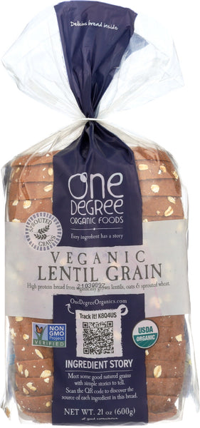ONE DEGREE: Veganic Lentil Grain Bread, 21 oz