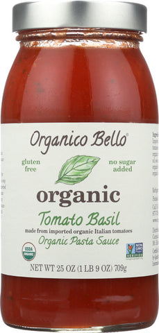 ORGANICO BELLO: Organic Pasta Sauce Tomato Basil, 25 Oz