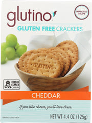 GLUTINO: Gluten Free Crackers Cheddar, 4.4 oz