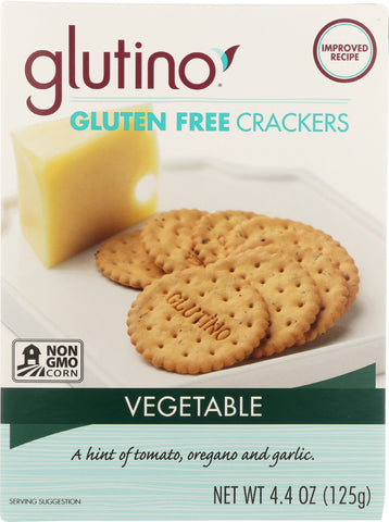 GLUTINO: Gluten Free Crackers Vegetable, 4.4 oz