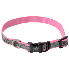 Lazer Brite Pink Hearts Reflective Adjustable Dog Collar
