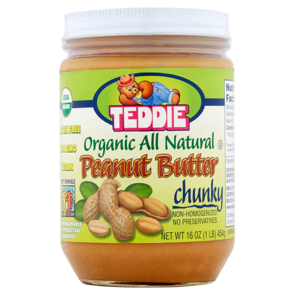 TEDDIE: Peanut Butter Chunky Organic, 16 oz