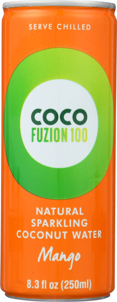 COCO FUZION 100: Natural Sparkling Coconut Water Mango, 8.3 oz