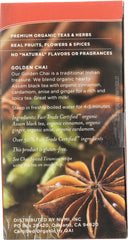 NIMI TEAS: Organic Black Tea Medium Caffeine Golden Chai 18 Tea Bags, 1.65 oz