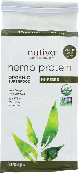 NUTIVA: Hemp Protein Hi-Fiber, 30 oz