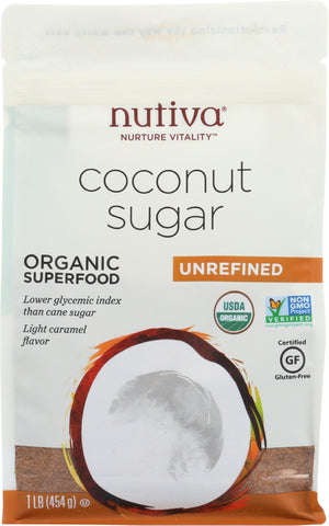 NUTIVA: Organic Coconut Sugar Unrefined, 16 oz