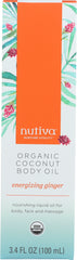 NUTIVA: Oil Body Cocont Ginger, 3.4 oz