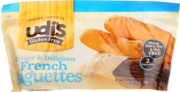 UDIS: Gluten Free French Baguettes, Dairy Soy & Nut Free 2 Counts, 8.4 oz