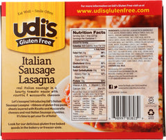 UDIS: Frozen Entree Italian Sausage Lasagna, 8 oz