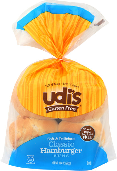 UDIS: Gluten Free Classic Hamburger Buns 4 Count, 10.4 oz