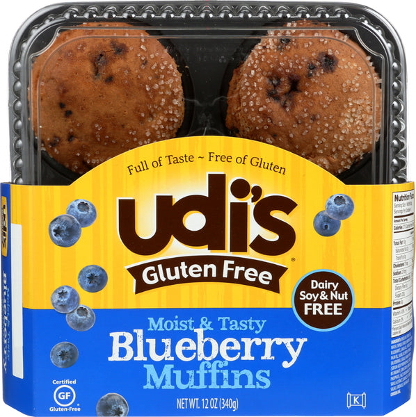 UDI'S: Gluten Free Blueberry Muffin 4 Count, 12 oz