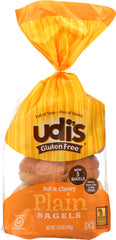 UDIS: Gluten Free Plain Bagel, Wheat, Dairy, Soy & Nut Free, 4 Counts, 13.9 oz