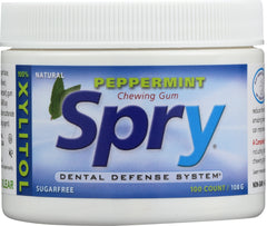 SPRY: Peppermint Chewing Gum 100 Pieces, 108 Gm