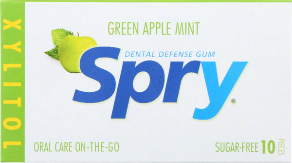 SPRY: Green Apple Mint Xylitol Gum, 10 pc