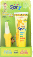 SPRY: Baby Banana Toothbrush with Kid's Tooth Gel Strawberry Banana, 1 Kit